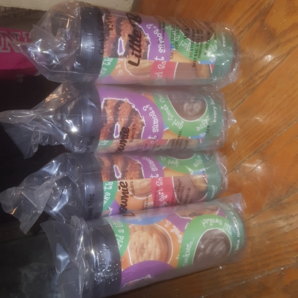 Four girl scout cookie mugs